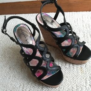 Black Madden Girl Strappy Sandal Wedges